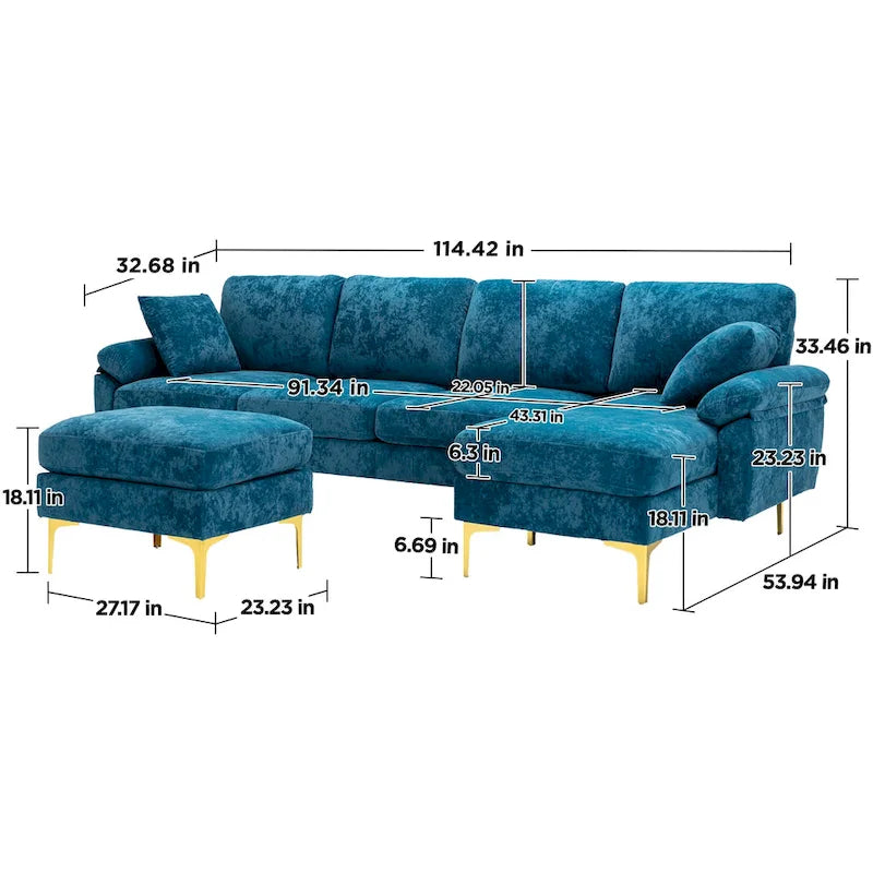 115 Canapé d'angle avec pouf