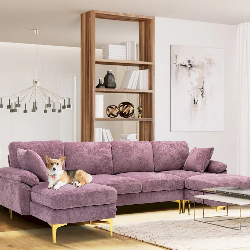 115 Canapé d'angle avec pouf