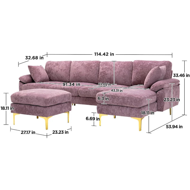 115 Canapé d'angle avec pouf