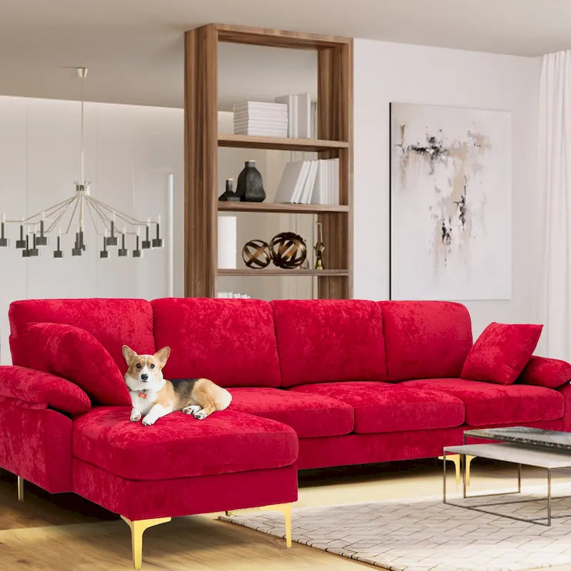 115 Canapé d'angle avec pouf