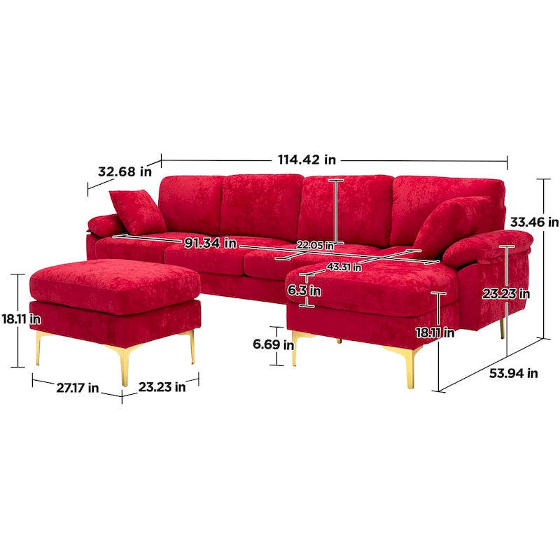 115 Canapé d'angle avec pouf