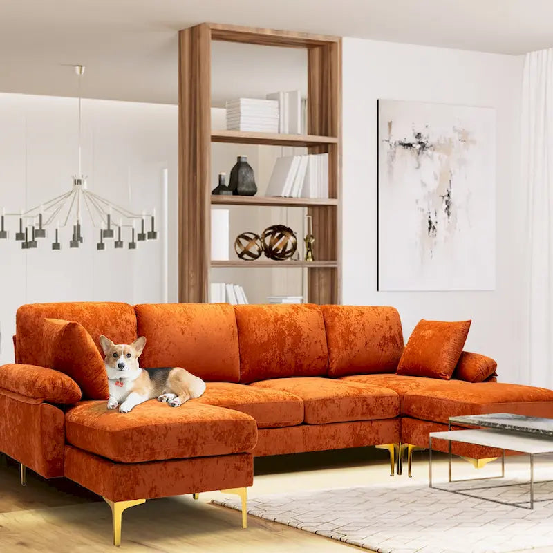 115 Canapé d'angle avec pouf