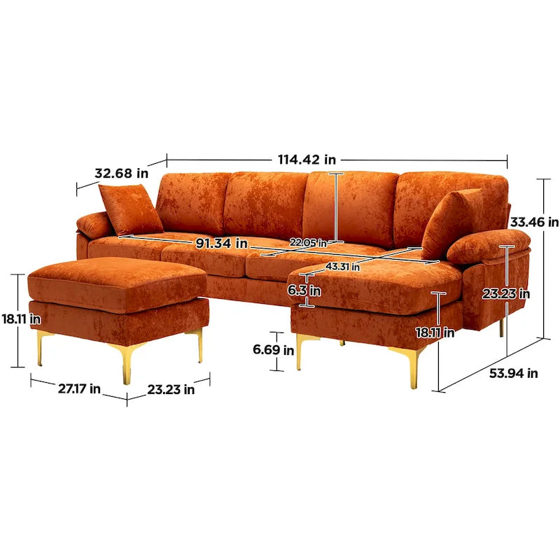 115 Canapé d'angle avec pouf