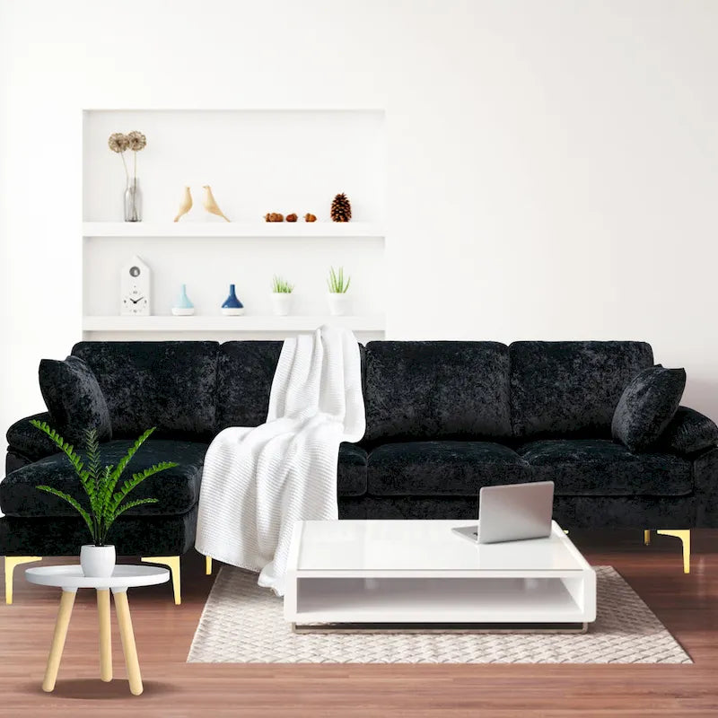 115 Canapé d'angle avec pouf