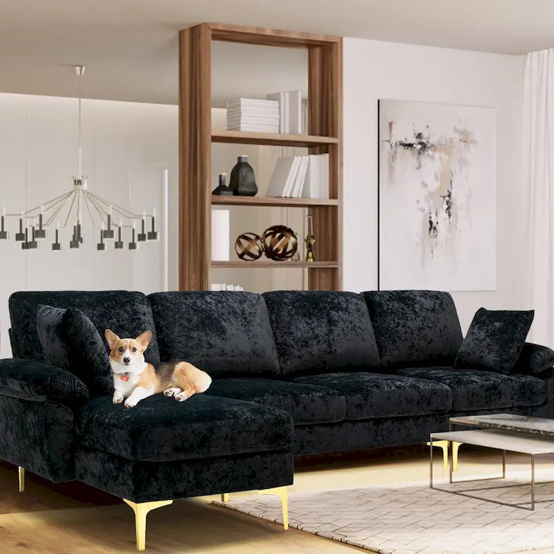 115 Canapé d'angle avec pouf