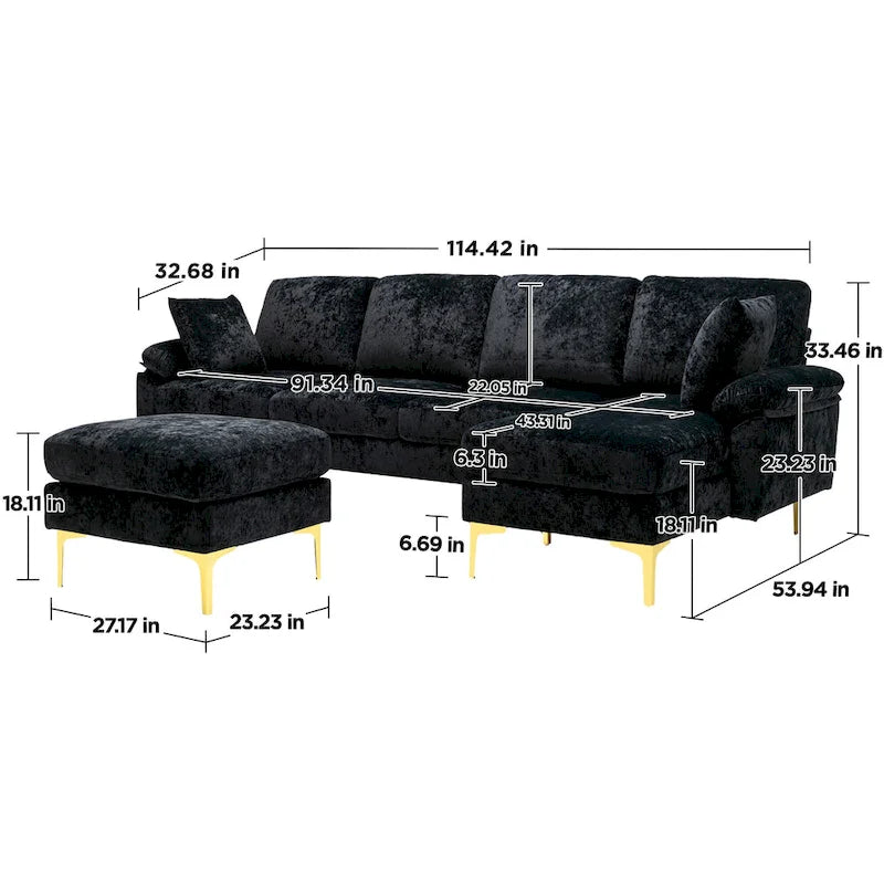 115 Canapé d'angle avec pouf