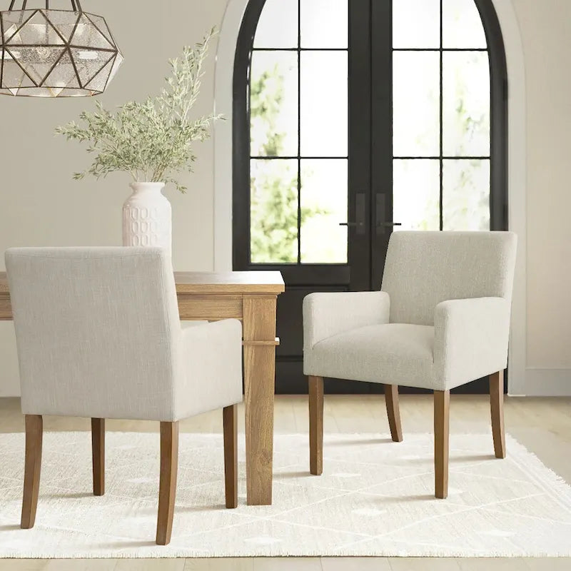 Fauteuil rembourré en lin (lot de 2)
