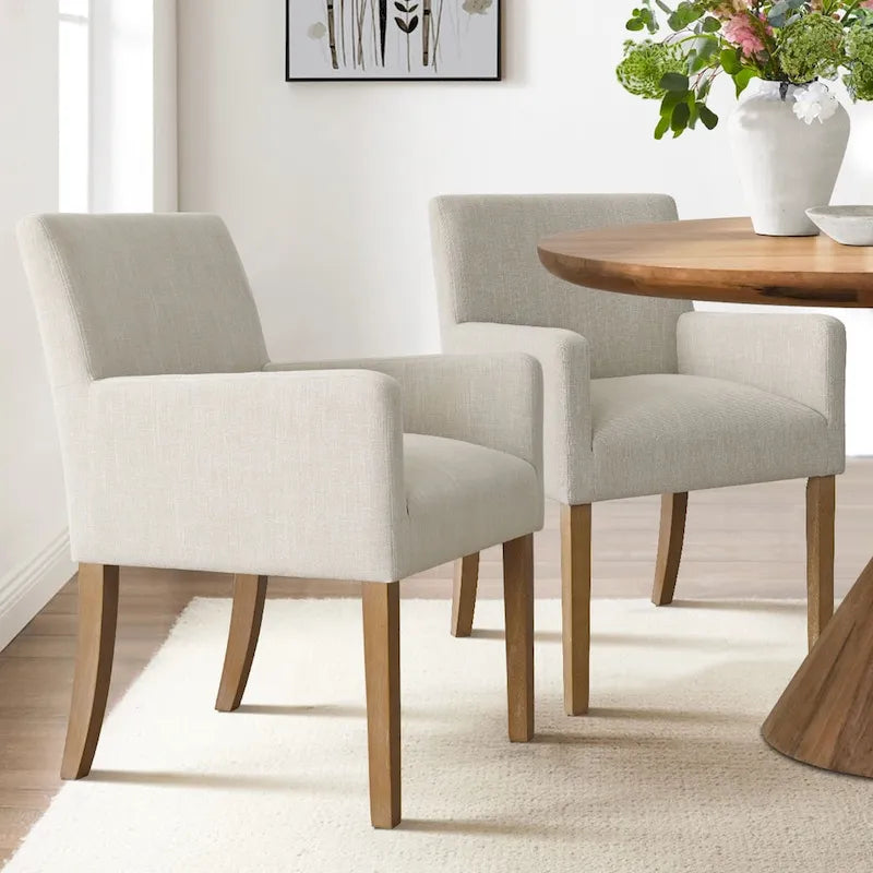 Fauteuil rembourré en lin (lot de 2)