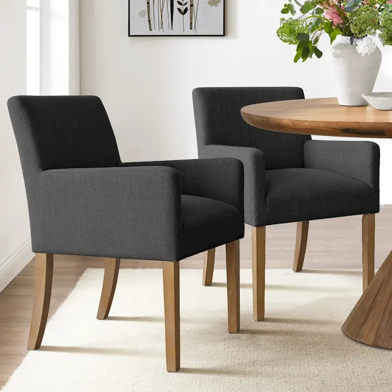 Fauteuil rembourré en lin (lot de 2)