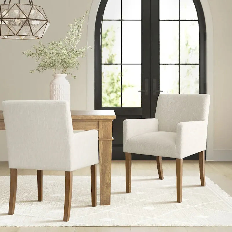 Fauteuil rembourré en lin (lot de 2)