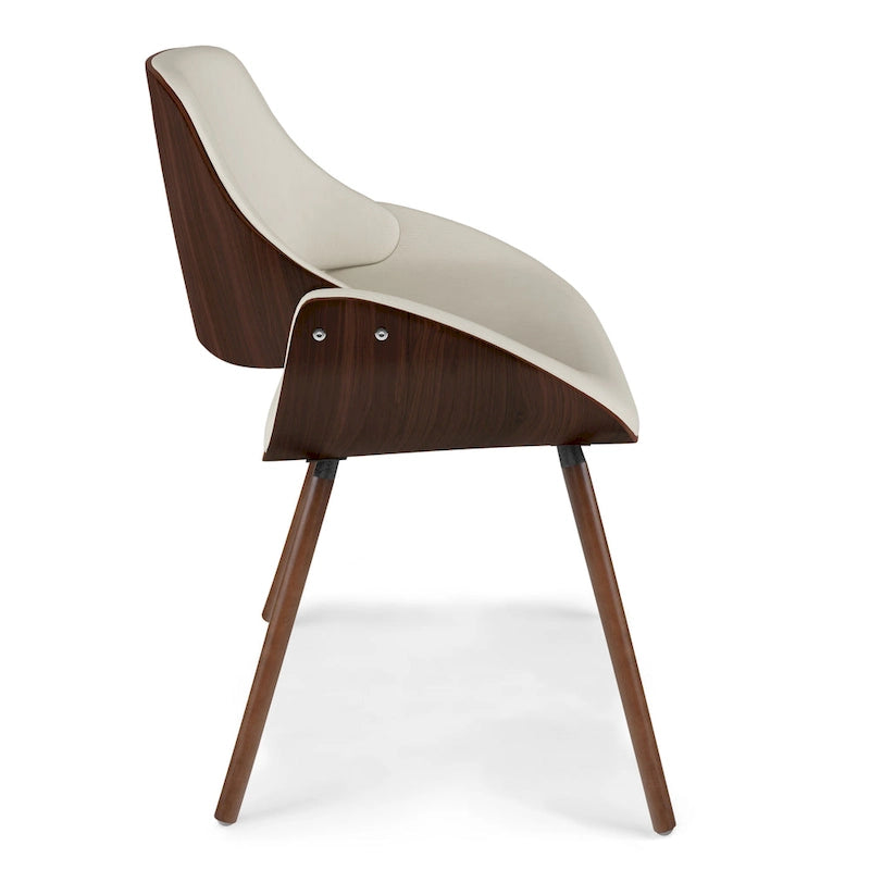 Cette chaise de salle à manger en similicuir courbé crème — 57,9 cm (P) x 53,1 cm (L) x 78,5 cm (H)