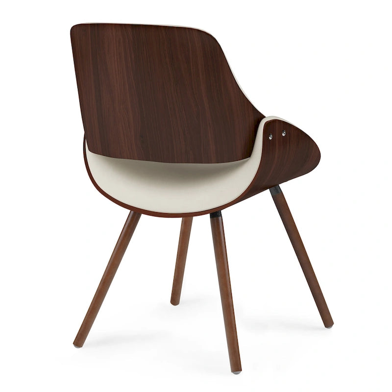 Cette chaise de salle à manger en similicuir courbé crème — 57,9 cm (P) x 53,1 cm (L) x 78,5 cm (H)