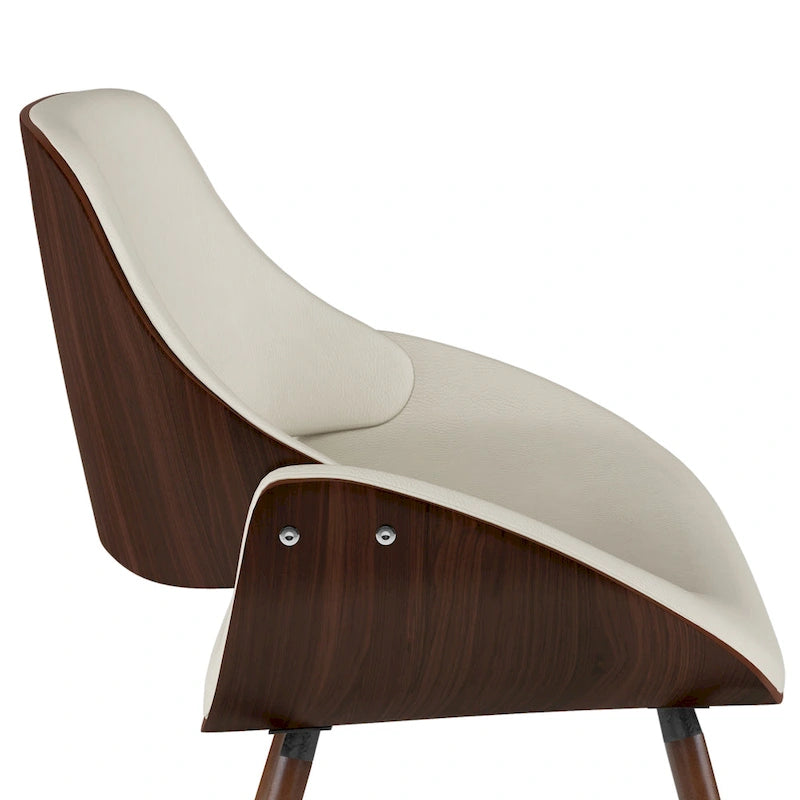 Cette chaise de salle à manger en similicuir courbé crème — 57,9 cm (P) x 53,1 cm (L) x 78,5 cm (H)