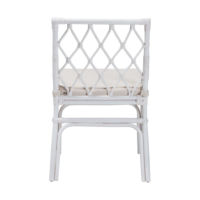 Chaise de salle à manger Bohème en rotin blanc