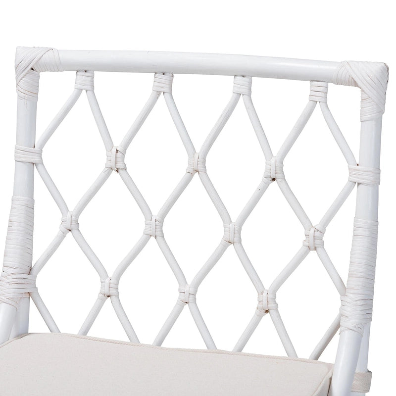 Chaise de salle à manger Bohème en rotin blanc