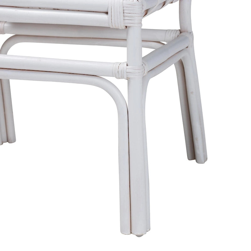 Chaise de salle à manger Bohème en rotin blanc