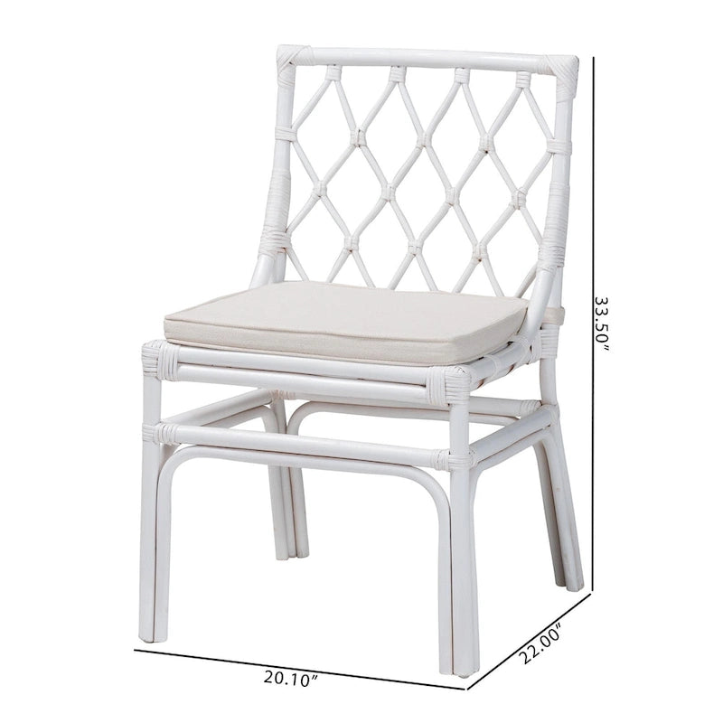 Chaise de salle à manger Bohème en rotin blanc