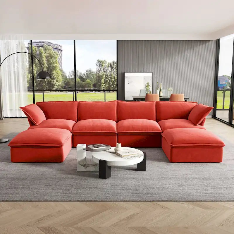 Canapé d'angle modulable en velours en U