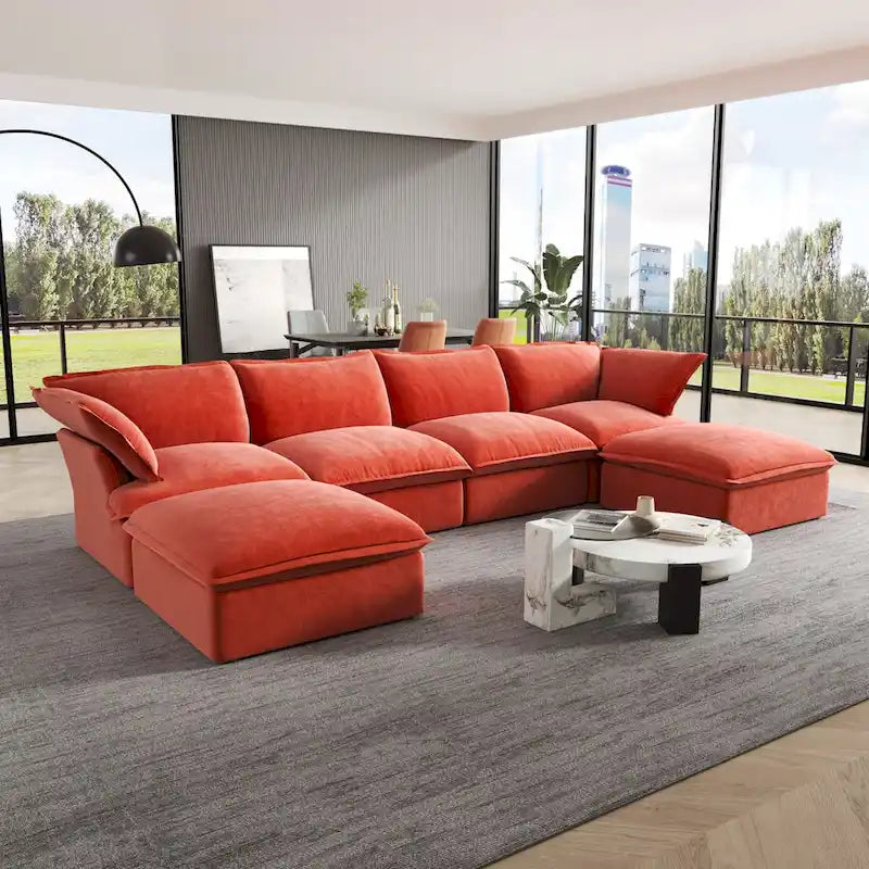 Canapé d'angle modulable en velours en U