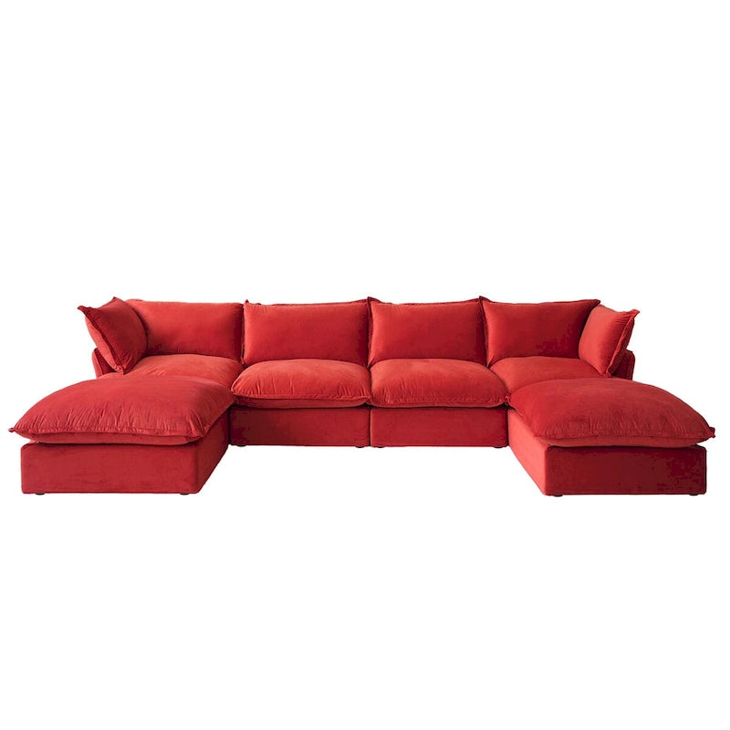 Canapé d'angle modulable en velours en U