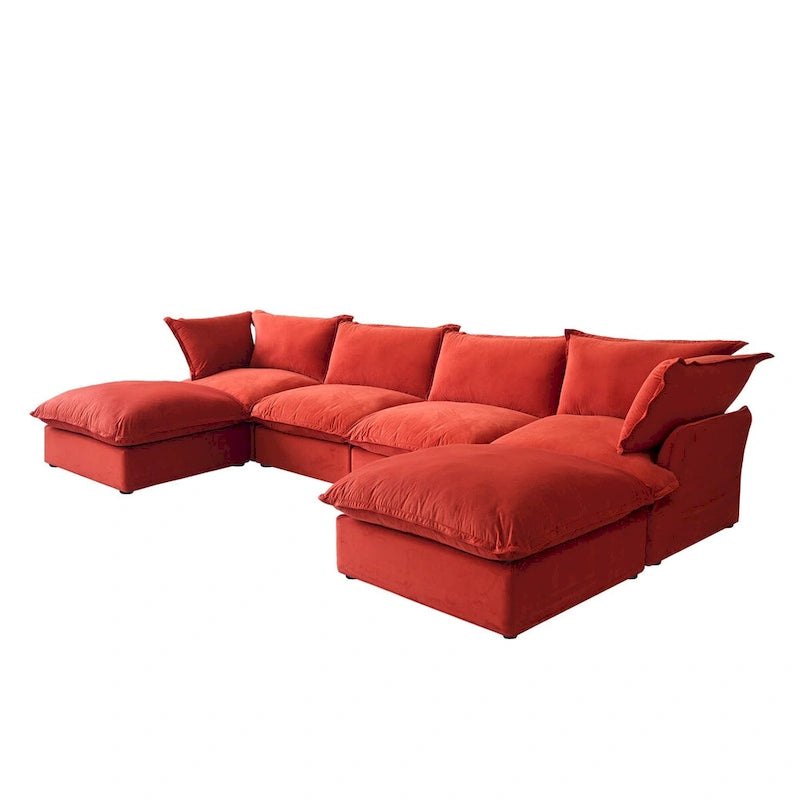 Canapé d'angle modulable en velours en U