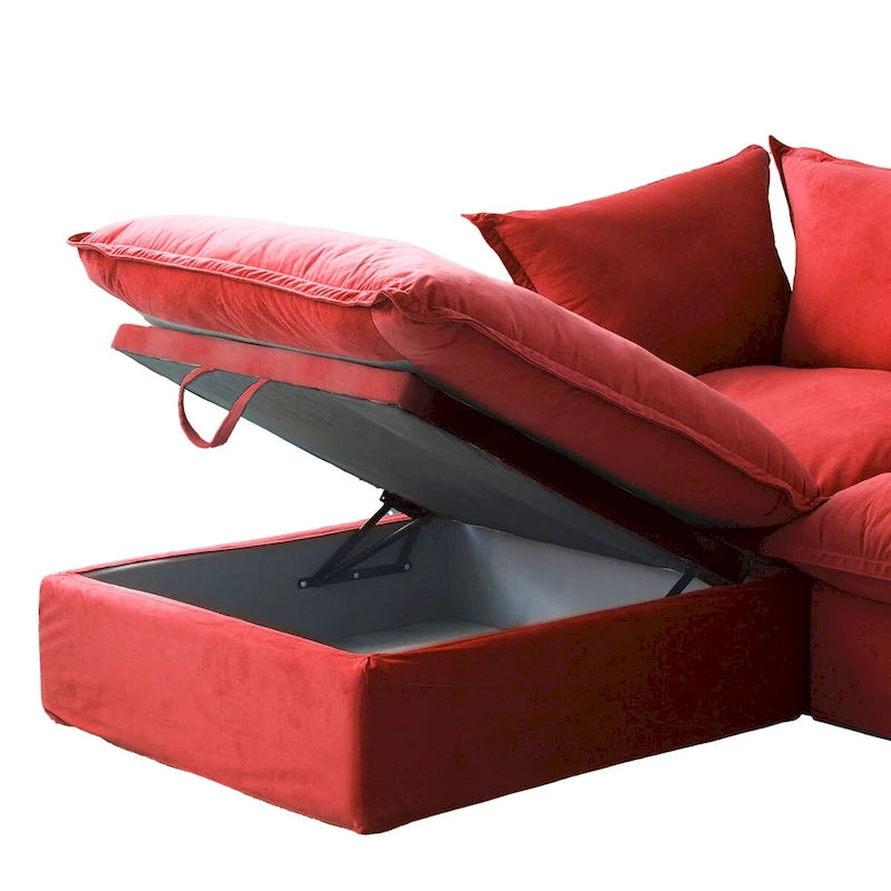 Canapé d'angle modulable en velours en U