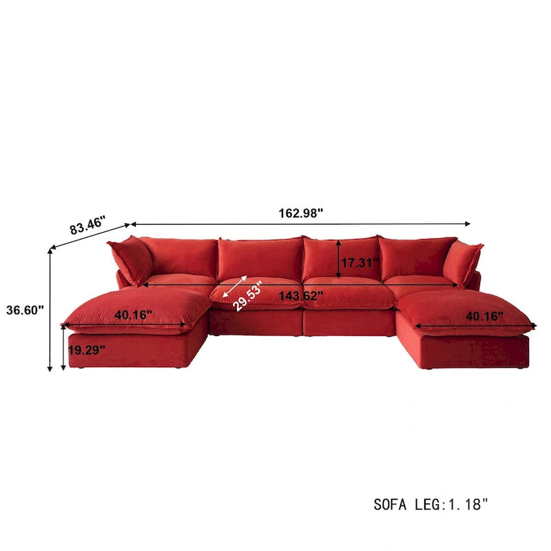 Canapé d'angle modulable en velours en U