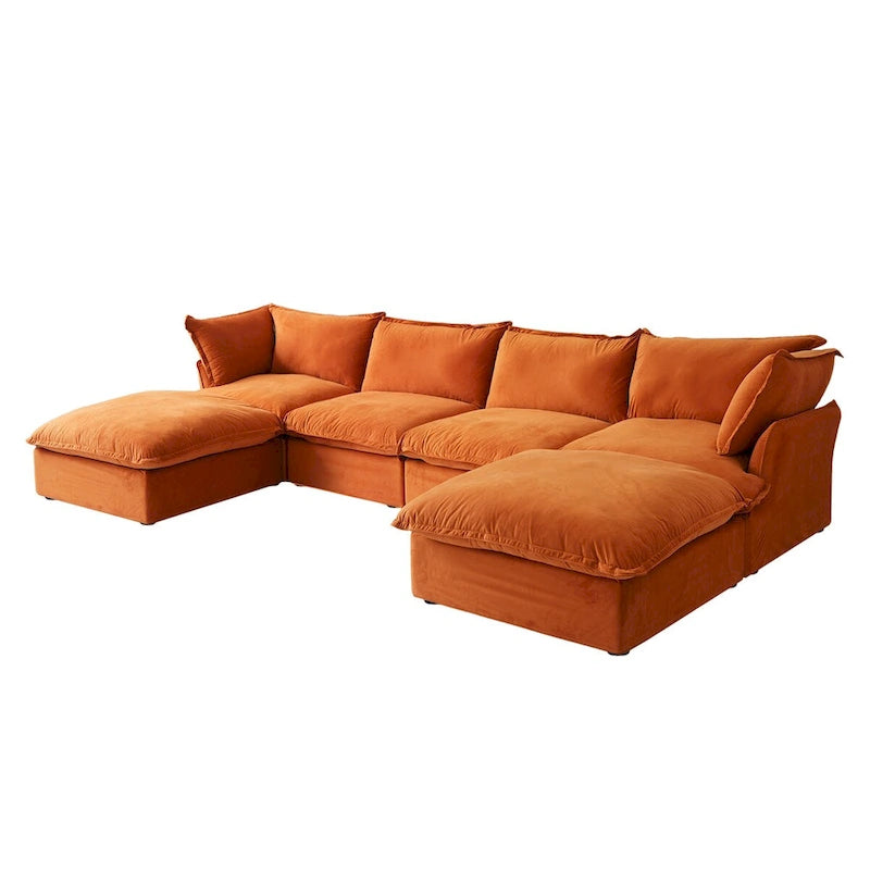 Canapé d'angle modulable en velours en U