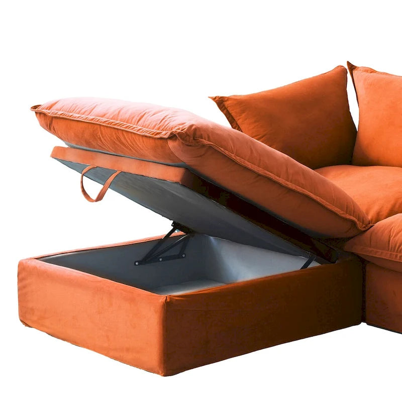 Canapé d'angle modulable en velours en U