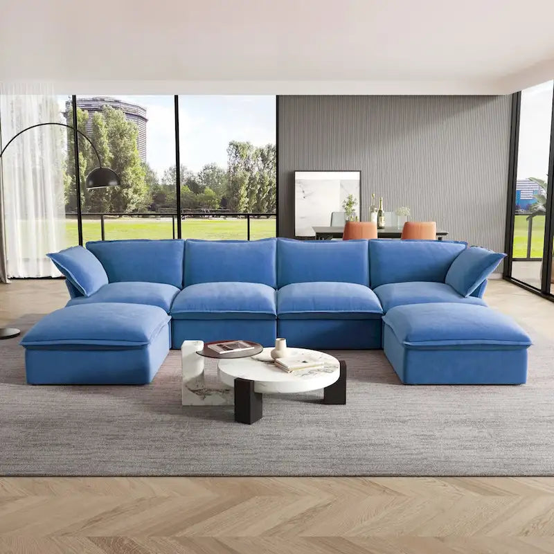 Canapé d'angle modulable en velours en U