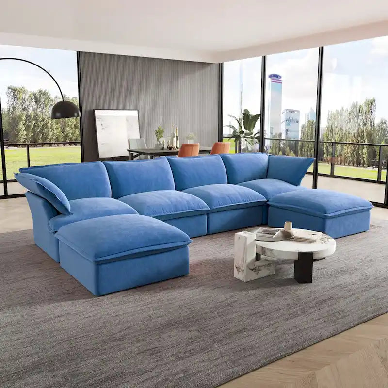 Canapé d'angle modulable en velours en U