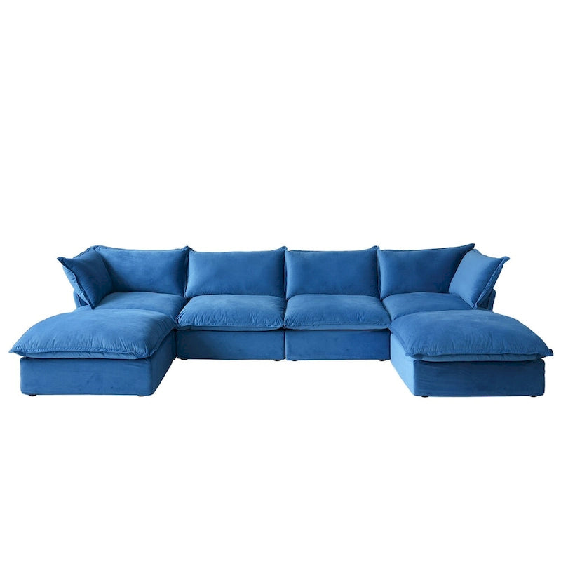 Canapé d'angle modulable en velours en U