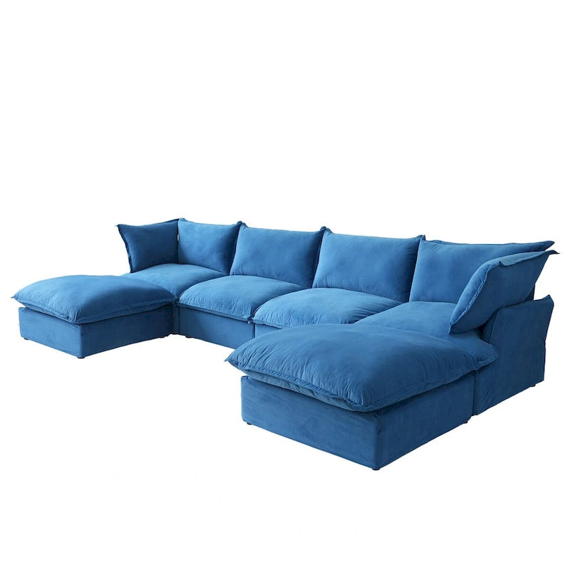 Canapé d'angle modulable en velours en U