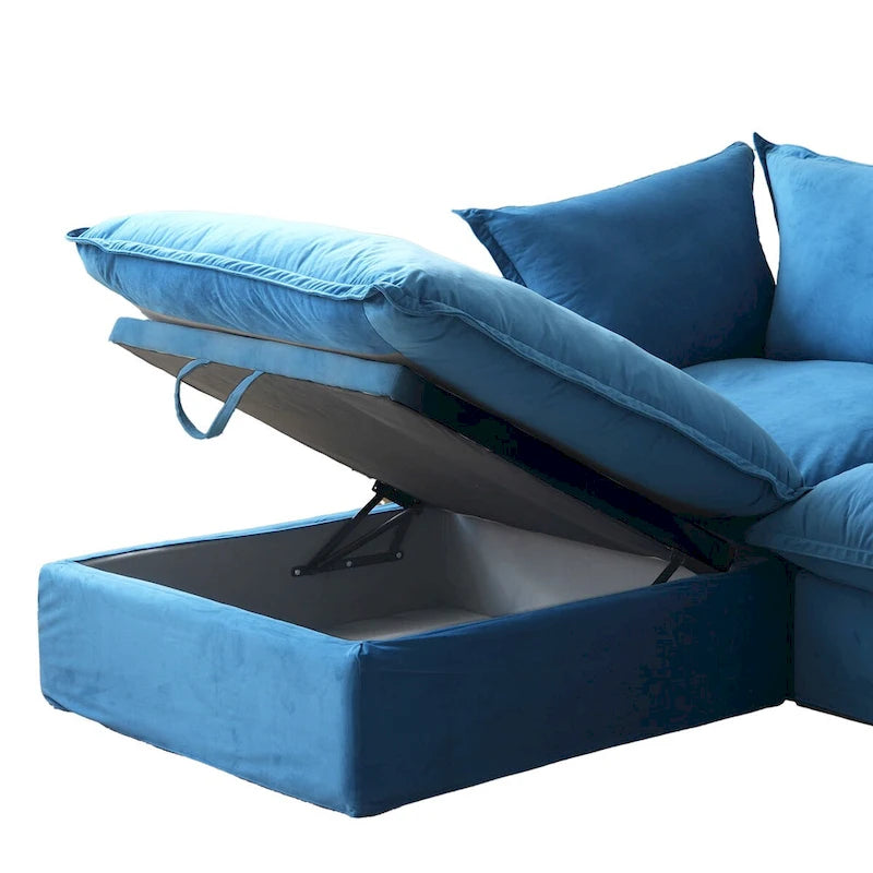 Canapé d'angle modulable en velours en U