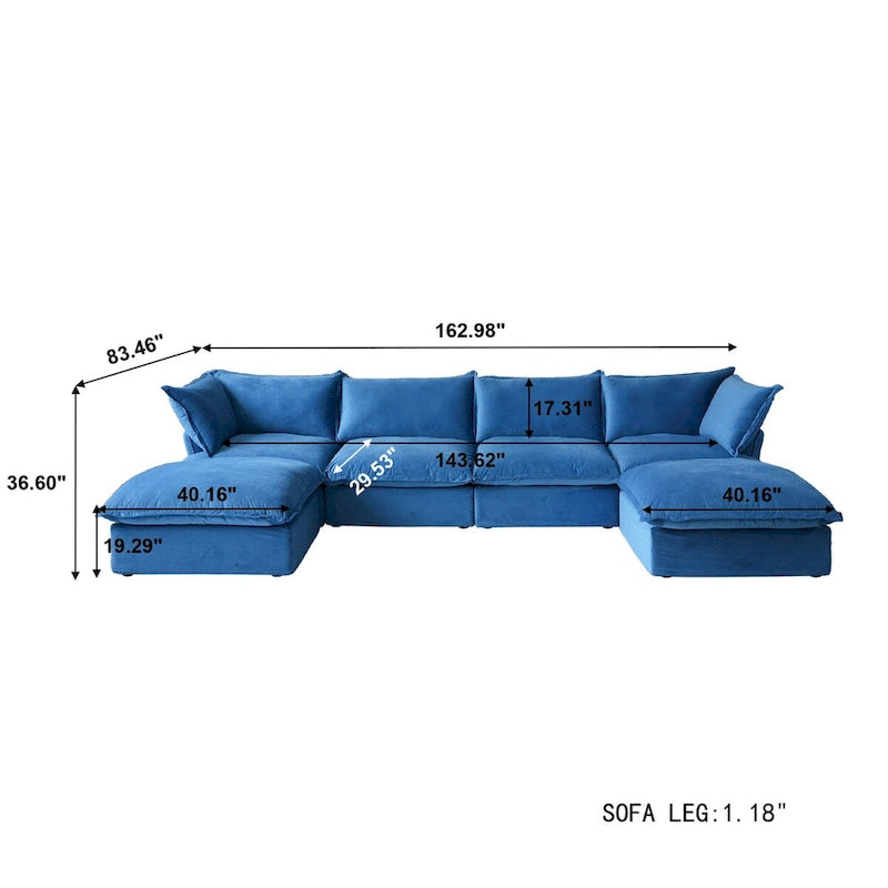 Canapé d'angle modulable en velours en U