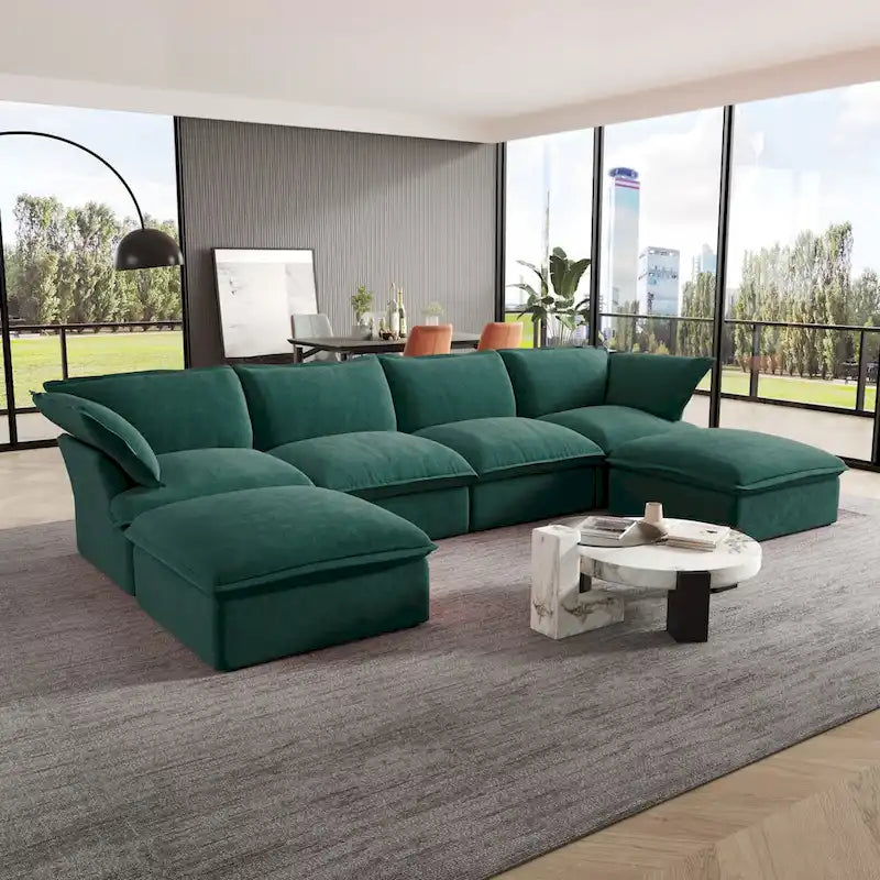 Canapé d'angle modulable en velours en U