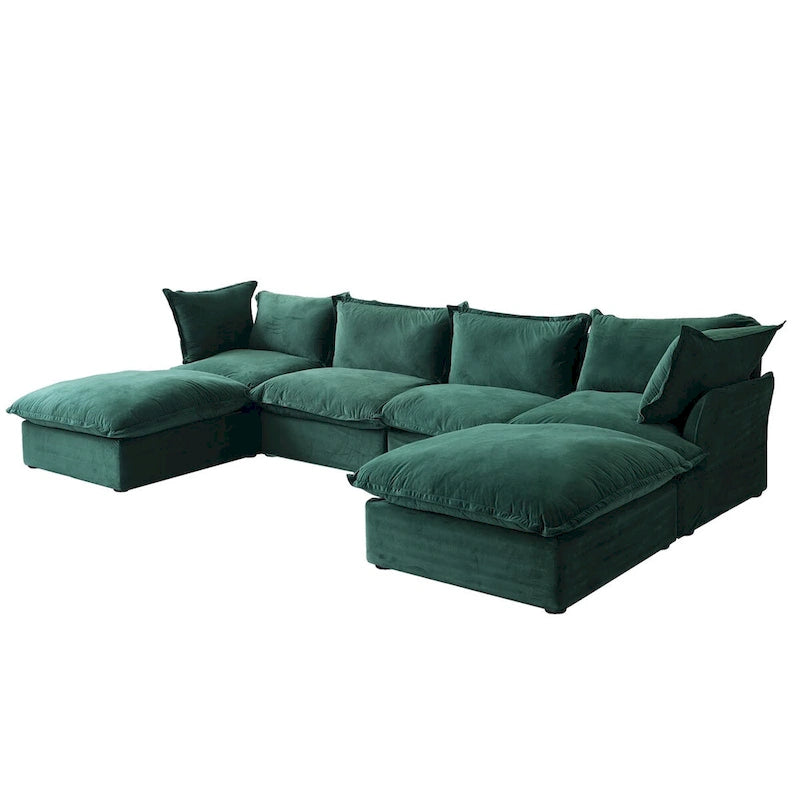 Canapé d'angle modulable en velours en U