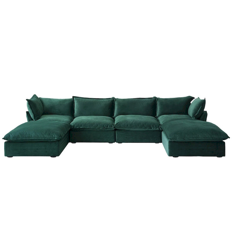 Canapé d'angle modulable en velours en U