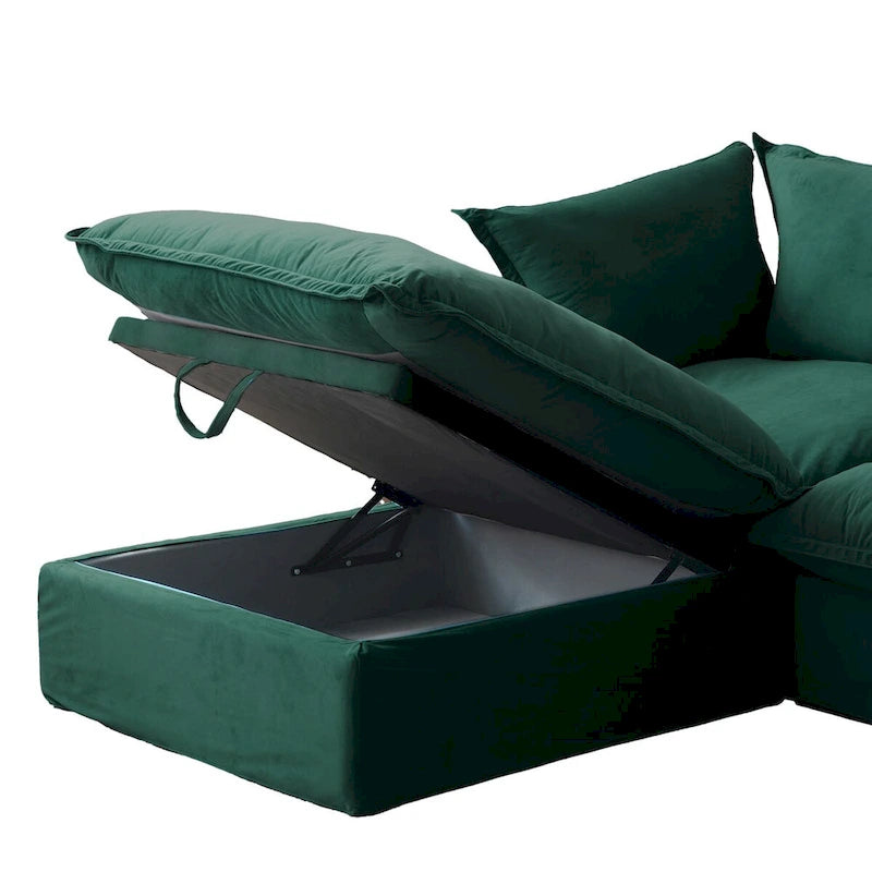 Canapé d'angle modulable en velours en U