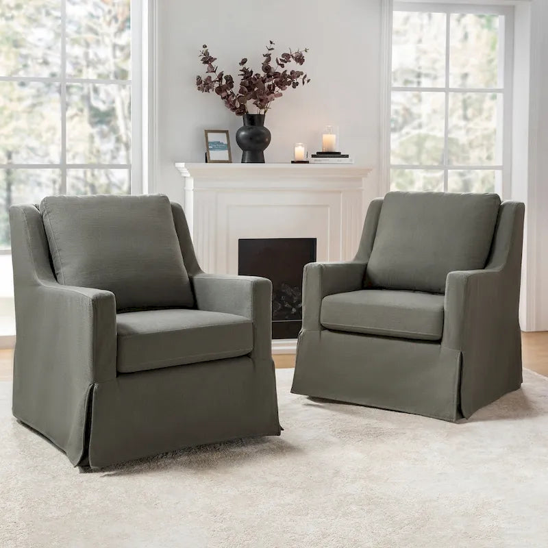 Ensemble de 2 chaises (fauteuil à bascule et chaise pivotante) de style ferme et détachables.
