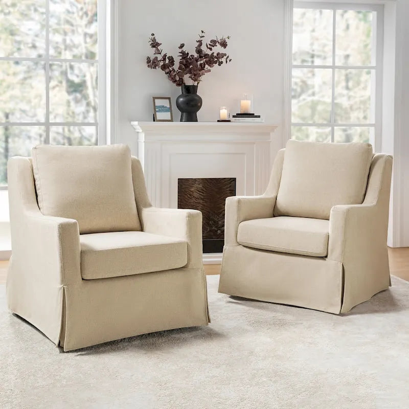 Ensemble de 2 chaises (fauteuil à bascule et chaise pivotante) de style ferme et détachables.