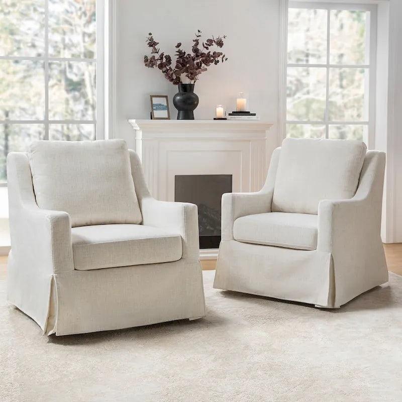 Ensemble de 2 chaises (fauteuil à bascule et chaise pivotante) de style ferme et détachables.