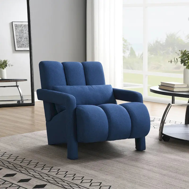 Fauteuil d'appoint moderne rembourré en lin avec 1 oreiller, lot de 1