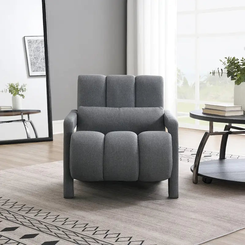 Fauteuil d'appoint moderne rembourré en lin avec 1 oreiller, lot de 1