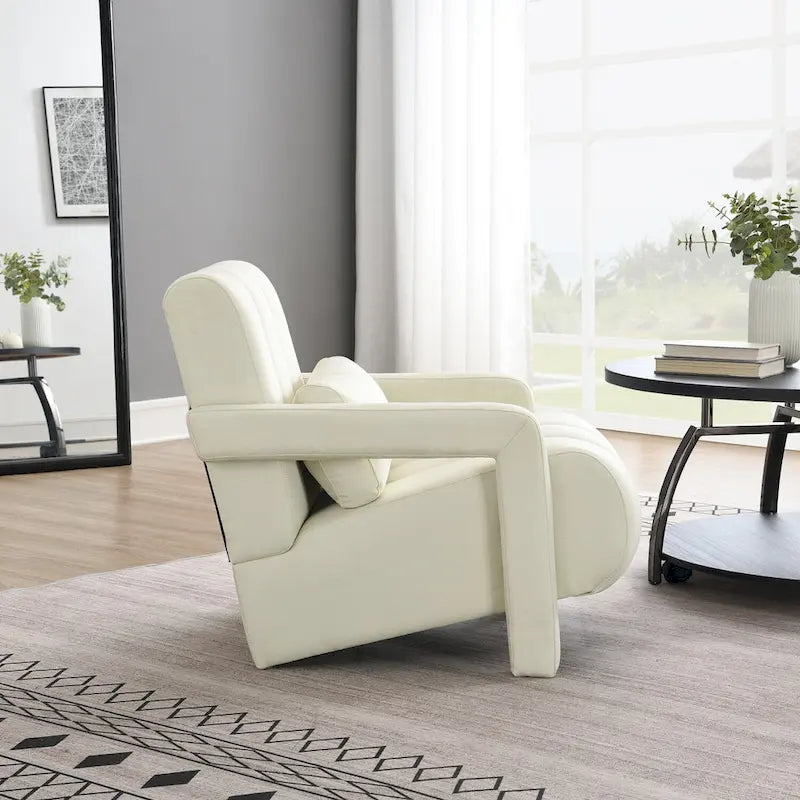 Fauteuil d'appoint moderne rembourré en lin avec 1 oreiller, lot de 1