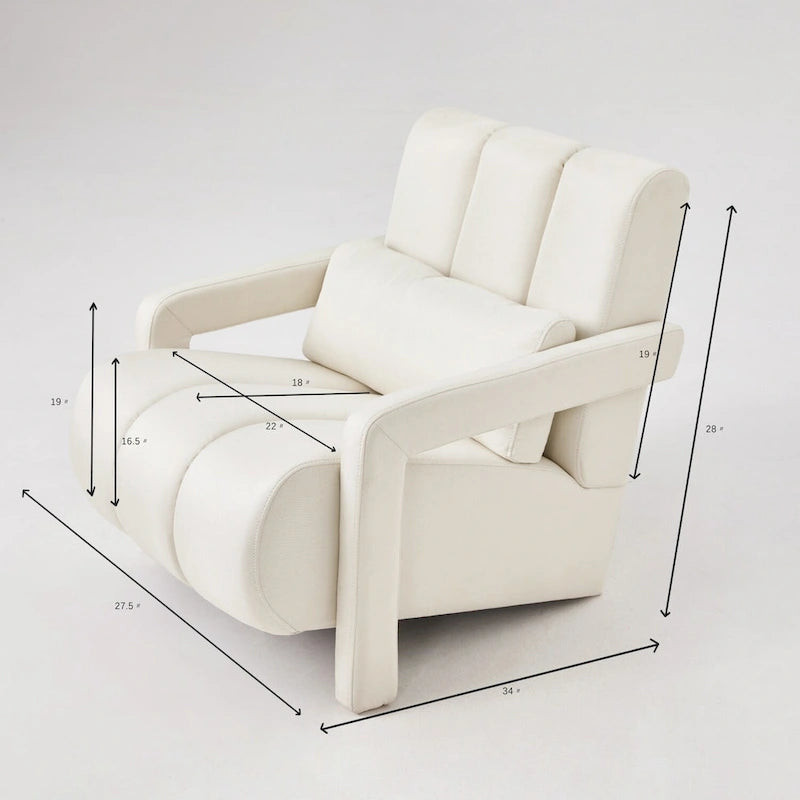 Fauteuil d'appoint moderne rembourré en lin avec 1 oreiller, lot de 1